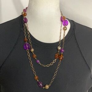 Elegant Purple and Brown Beaded Necklace